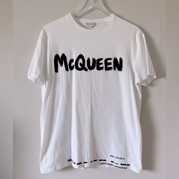 ⭕️ ALEXANDER MCQUEEN Graffiti T-Shirt White Medium - Picture 2 of 6